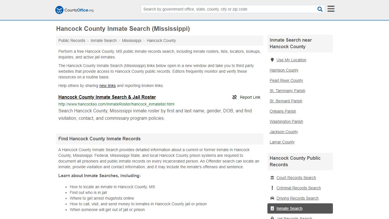 Inmate Search - Hancock County, MS (Inmate Rosters & Locators)