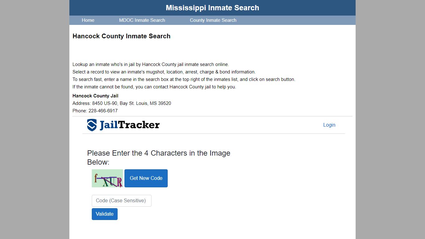 Hancock County Inmate Search - Mississippi Inmate Search