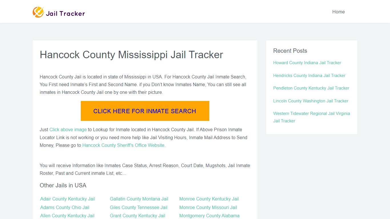 Hancock County Mississippi Jail Tracker - Inmate Search Online